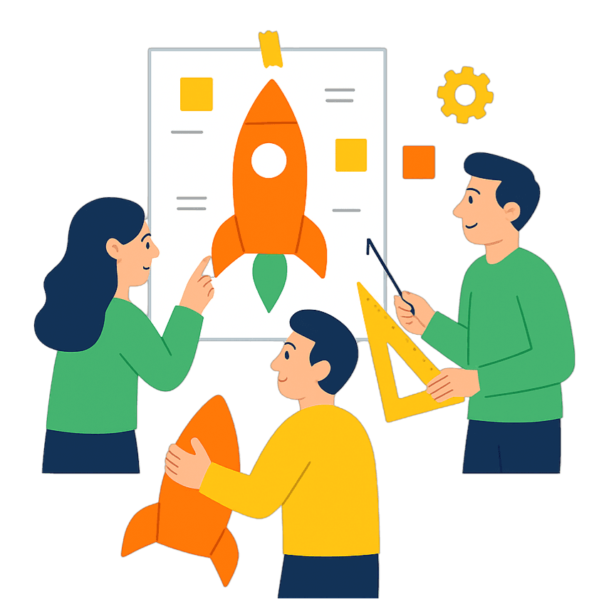 Team working on launching a rocket